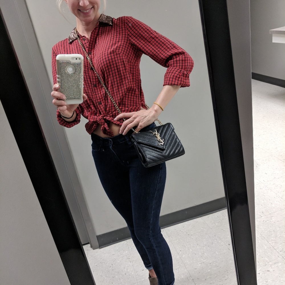 Sequin Collar Button Down